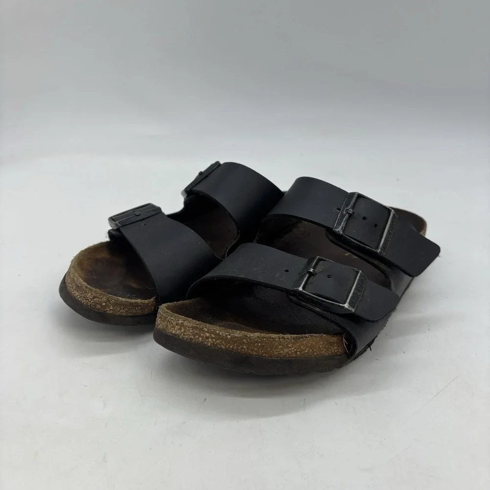 Birkenstock Arizona Shoes Womens 6 Birko-Flor Sandals Black Slip On Brown